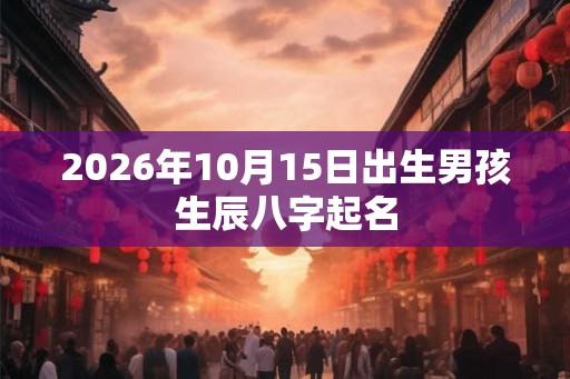 2026年10月15日出生男孩生辰八字起名