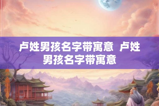 卢姓男孩名字带寓意  卢姓男孩名字带寓意
