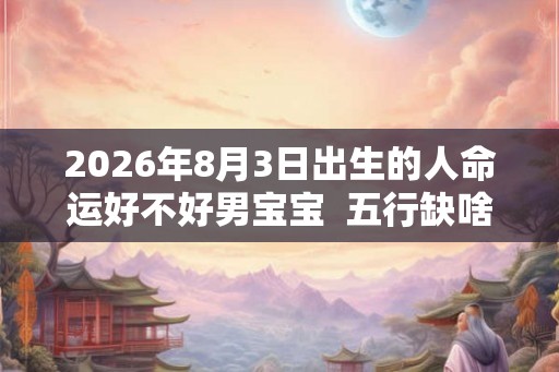 2026年8月3日出生的人命运好不好男宝宝  五行缺啥