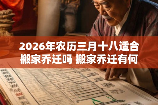 2026年农历三月十八适合搬家乔迁吗 搬家乔迁有何禁忌 2026年农历三月十八适合搬家乔迁吗 搬家乔迁有何禁忌