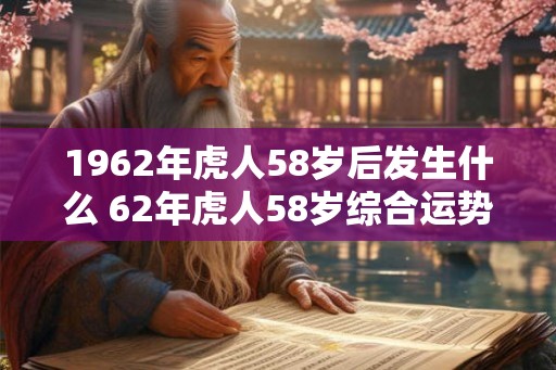1962年虎人58岁后发生什么 62年虎人58岁综合运势