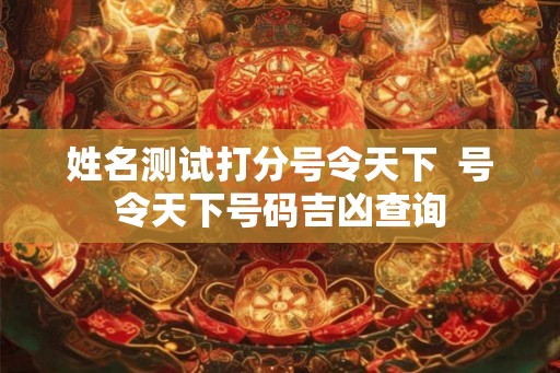 姓名测试打分号令天下 号令天下号码吉凶查询 姓名测试打分号令天下 号令天下号码吉凶查询