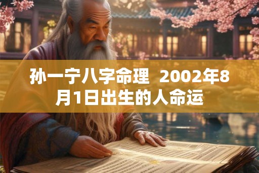 孙一宁八字命理 2002年8月1日出生的人命运 孙一宁八字命理 2002年8月1日出生的人命运