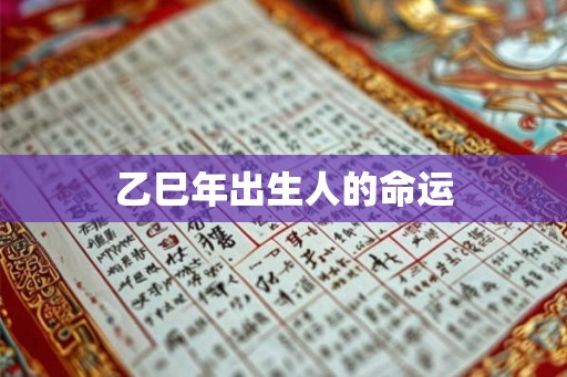 乙巳年出生人的命运