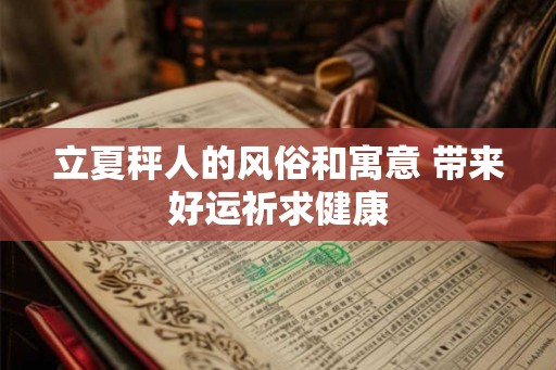 立夏秤人的风俗和寓意 带来好运祈求健康