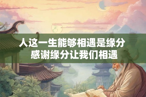 人这一生能够相遇是缘分  感谢缘分让我们相遇