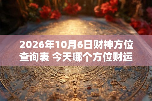 2026年10月6日财神方位查询表 今天哪个方位财运好