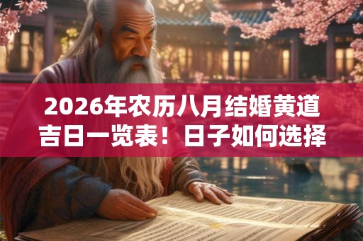 2026年农历八月结婚黄道吉日一览表！日子如何选择