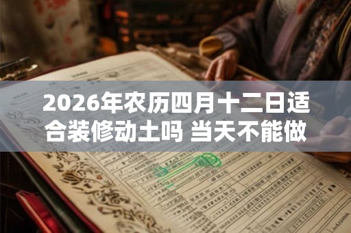 2026年农历四月十二日适合装修动土吗 当天不能做什么