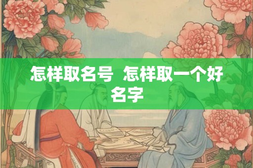 怎样取名号  怎样取一个好名字