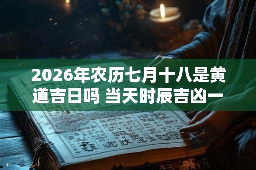 2026年农历七月十八是黄道吉日吗 当天时辰吉凶一览表