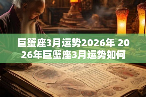 巨蟹座3月运势2026年 2026年巨蟹座3月运势如何