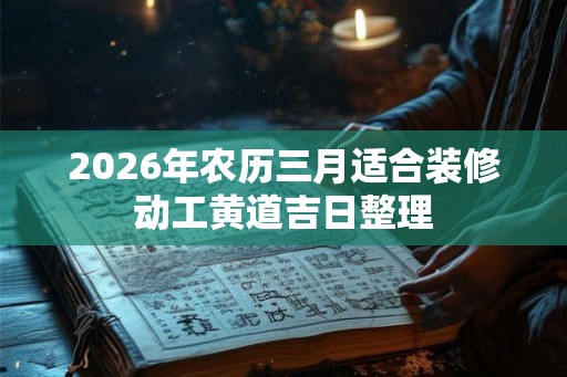 2026年农历三月适合装修动工黄道吉日整理