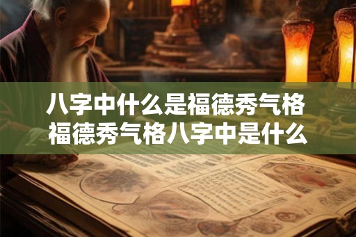 八字中什么是福德秀气格 福德秀气格八字中是什么