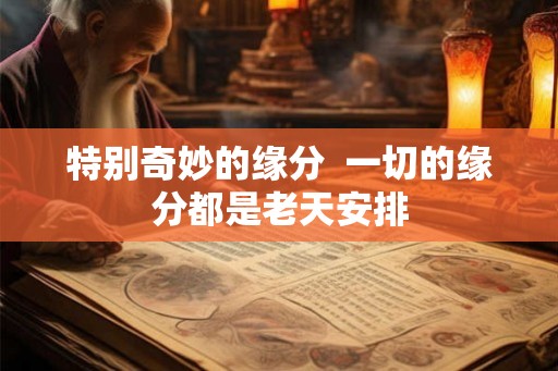 特别奇妙的缘分  一切的缘分都是老天安排