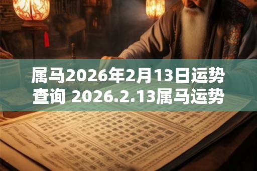 属马2026年2月13日运势查询 2026.2.13属马运势分析