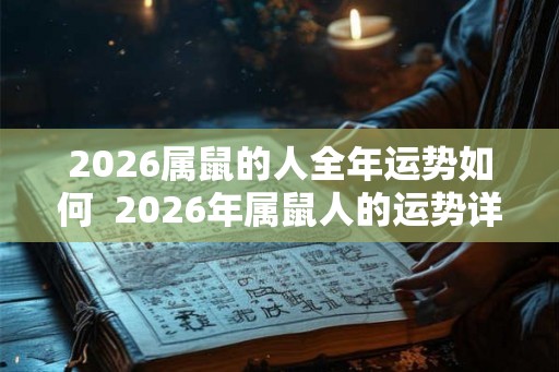 2026属鼠的人全年运势如何 2026年属鼠人的运势详解 2026属鼠的人全年运势如何 2026年属鼠人的运势详解