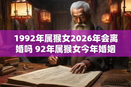 1992年属猴女2026年会离婚吗 92年属猴女今年婚姻运势