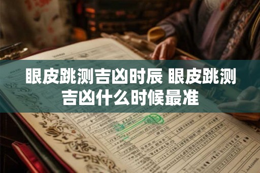 眼皮跳测吉凶时辰 眼皮跳测吉凶什么时候最准