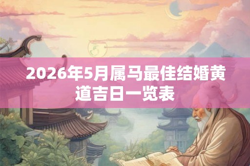 2026年5月属马最佳结婚黄道吉日一览表