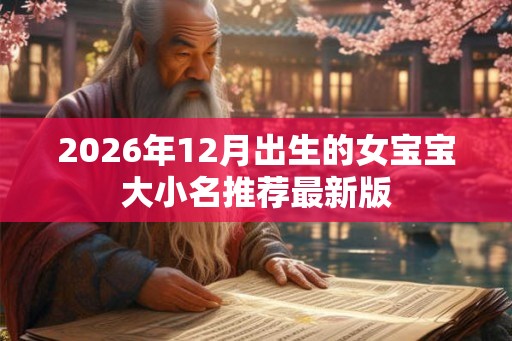 2026年12月出生的女宝宝大小名推荐最新版