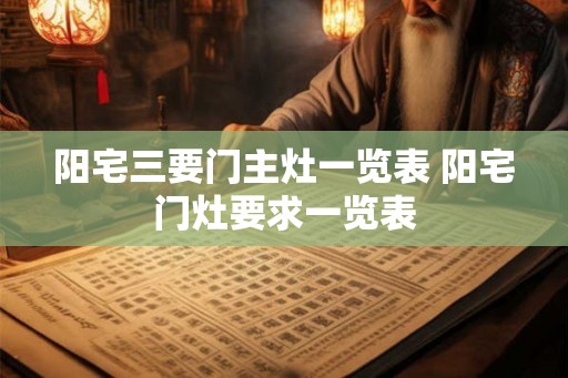 阳宅三要门主灶一览表 阳宅门灶要求一览表