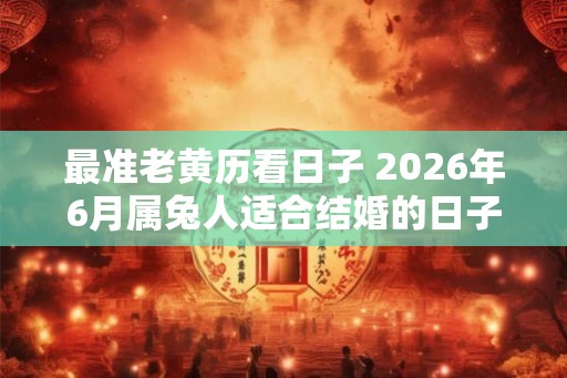 最准老黄历看日子 2026年6月属兔人适合结婚的日子一览表