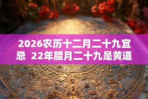 2026农历十二月二十九宜忌  22年腊月二十九是黄道吉日吗