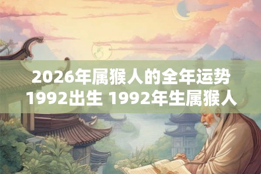 2026年属猴人的全年运势1992出生 1992年生属猴人2026年运势如何