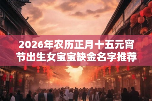 2026年农历正月十五元宵节出生女宝宝缺金名字推荐