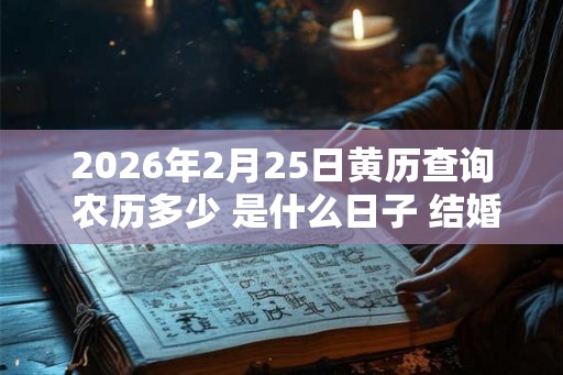 2026年2月25日黄历查询 农历多少 是什么日子 结婚吉时 2026年2月25日黄历查询 农历多少 是什么日子 结婚吉时