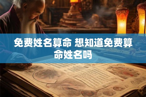 免费姓名算命 想知道免费算命姓名吗