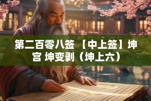 第二百零八签 【中上签】坤宫 坤变剥（坤上六）