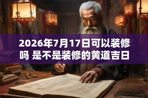 2026年7月17日可以装修吗 是不是装修的黄道吉日