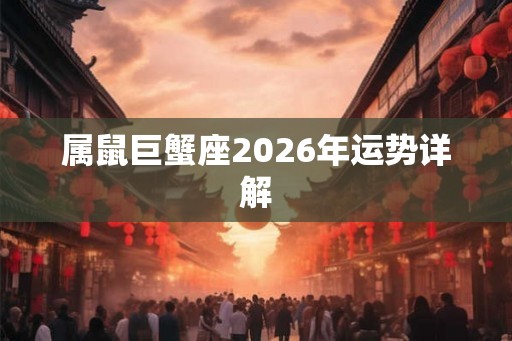 属鼠巨蟹座2026年运势详解