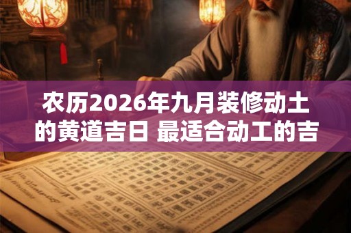 农历2026年九月装修动土的黄道吉日 最适合动工的吉利时辰查询