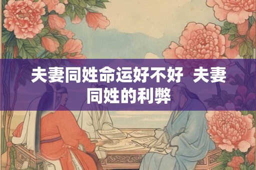 夫妻同姓命运好不好 夫妻同姓的利弊 夫妻同姓命运好不好 夫妻同姓的利弊
