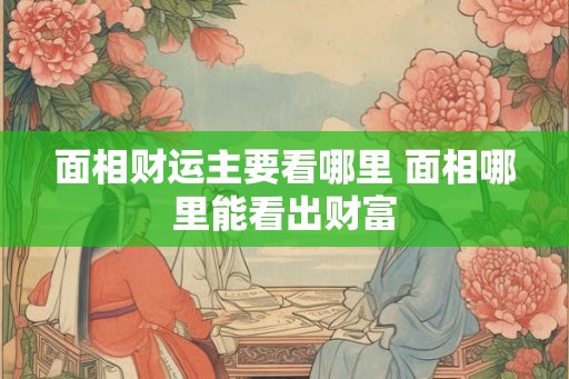 面相财运主要看哪里 面相哪里能看出财富