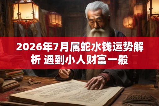 2026年7月属蛇水钱运势解析 遇到小人财富一般