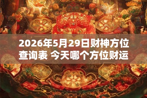 2026年5月29日财神方位查询表 今天哪个方位财运好