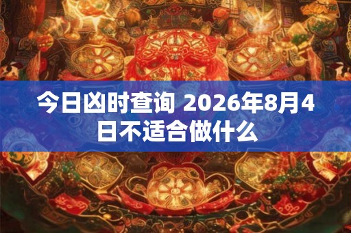 今日凶时查询 2026年8月4日不适合做什么 今日凶时查询 2026年8月4日不适合做什么