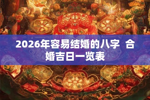 2026年容易结婚的八字 合婚吉日一览表 2026年容易结婚的八字 合婚吉日一览表