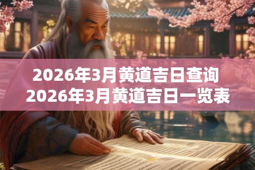 2026年3月黄道吉日查询 2026年3月黄道吉日一览表