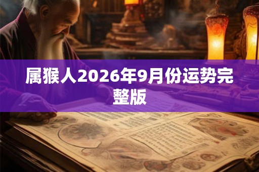 属猴人2026年9月份运势完整版