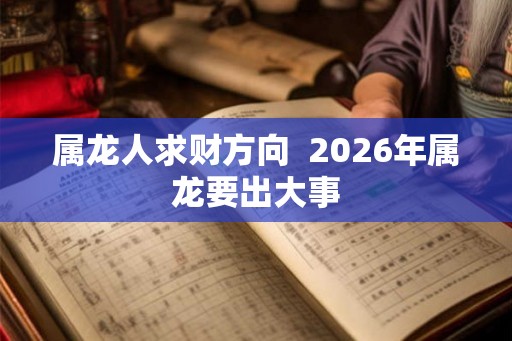 属龙人求财方向  2026年属龙要出大事