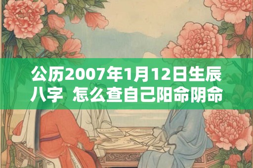 公历2007年1月12日生辰八字 怎么查自己阳命阴命 公历2007年1月12日生辰八字 怎么查自己阳命阴命
