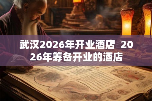 武汉2026年开业酒店  2026年筹备开业的酒店
