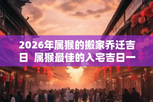 2026年属猴的搬家乔迁吉日 属猴最佳的入宅吉日一览表 2026年属猴的搬家乔迁吉日 属猴最佳的入宅吉日一览表