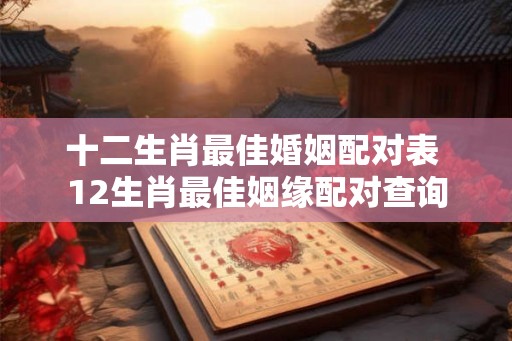 十二生肖最佳婚姻配对表 12生肖最佳姻缘配对查询
