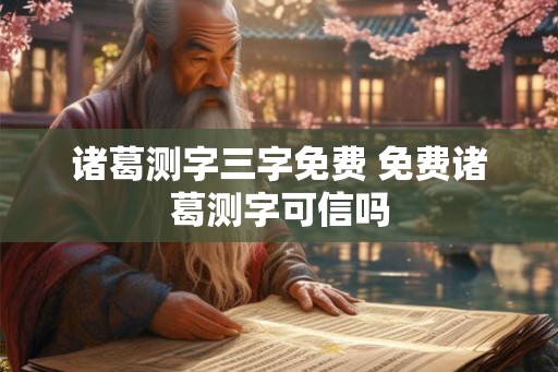 诸葛测字三字免费 免费诸葛测字可信吗